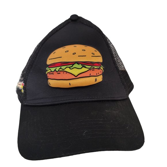 Bob's Burgers Black Adjustable Hamburger Baseball Dad Cap Embroidered Logo O/S - Picture 1 of 7